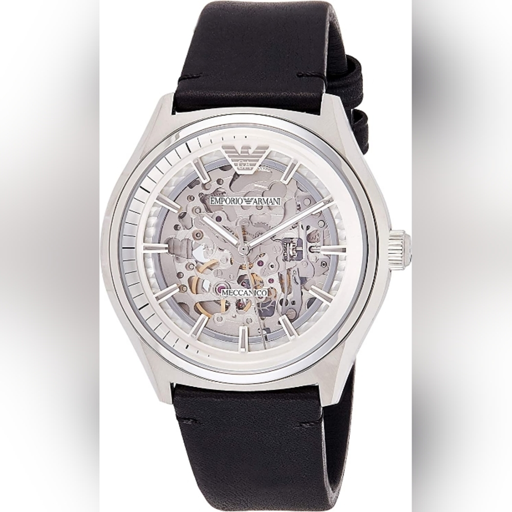 EMPORIO ARMANI Meccanico AR60003 Skeleton Dial Men's Automatic Watch Authentic - Picture 1 of 6